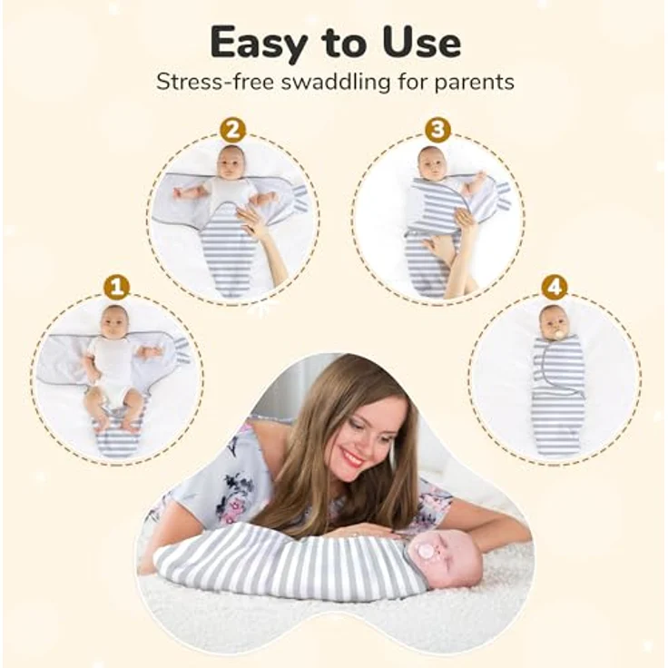Mama Cheetah Baby Schlafsack 3-6 Monate, 3er Pack, Bio-Baumwolle, verstellbar, hüftgesund, für Jungen und Mädchen – Bild 3
