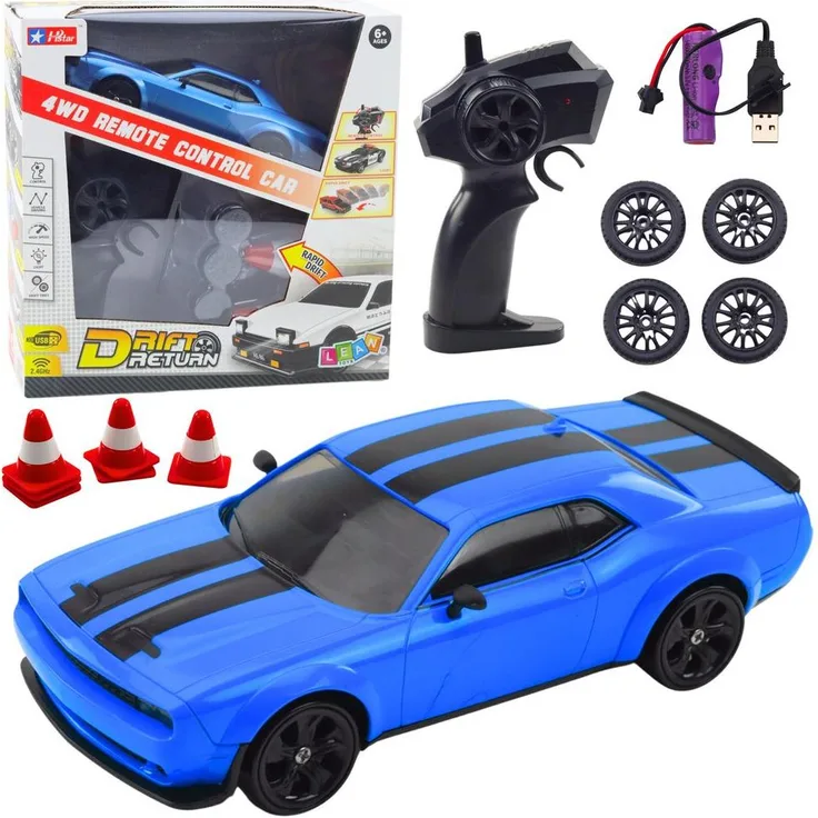 Wisam Sportwagen Drift, Ferngesteuerter RC 4WD mit Austauschbaren Rädern, blau