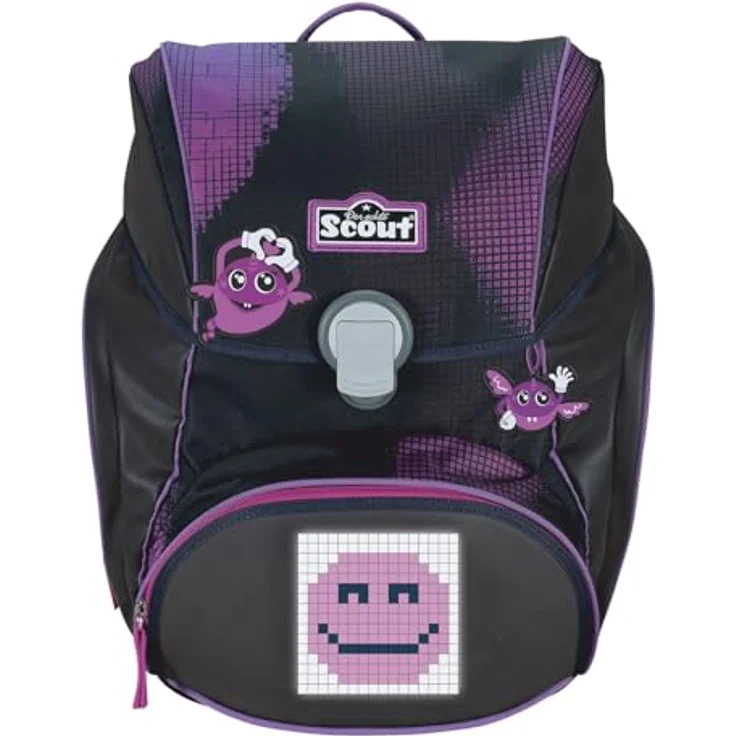 SCOUT Schulranzen Movie Star Alpha Set, 4-teilig, ergonomisch, pink pixel violett mit individuellem Pixel-Design – Bild 2