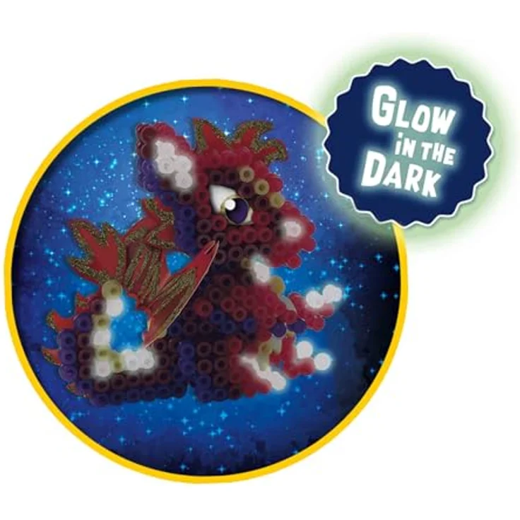 SES Bügelperlen SES Creative Bügelperlenset Glow in the Dark Drachen, 1800 bunte Bügelperlen, 3D-Drache – Bild 4