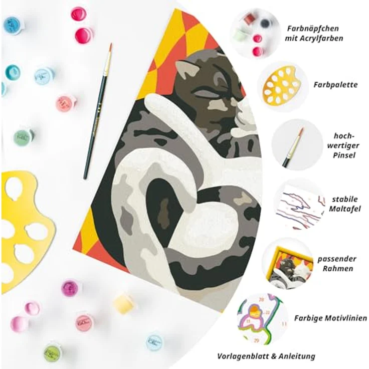 Ravensburger Malen nach Zahlen CreArt Katzen-Liebe, Malset mit 10 Acrylfarben, Made in Europe – Bild 5