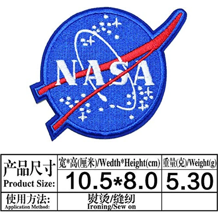 Bügel-Aufnäher im 8-teiligen Set mit US-Flagge, NASA-Logo, 100. Space Shuttle Mission, gestickte Aufnäher für Kleidung, Handarbeiten, individuelle Abzeichen – Bild 5