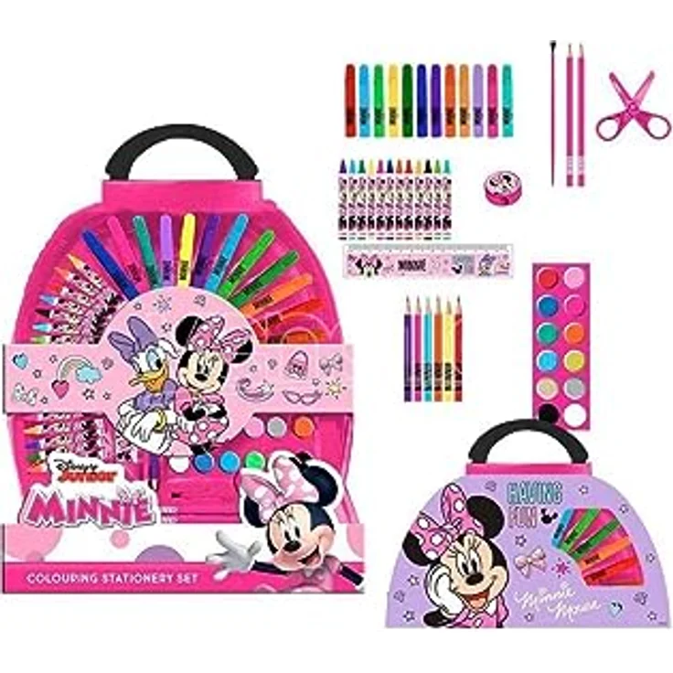 Disney Minnie Mouse Farbkasten 50-teiliges Malset für Kinder, kreatives Zeichenkoffer-Spielzeug, 40 × 54 × 3 cm, leicht und tragbar – Bild 2
