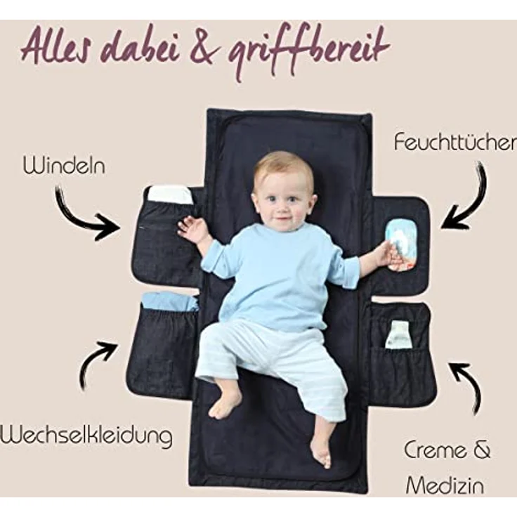 Hoppediz Wickeltasche Wickelmax, tragbarer Wickeltisch für unterwegs, passend aus Babytragetuch-Stoff hergestellt – Bild 3