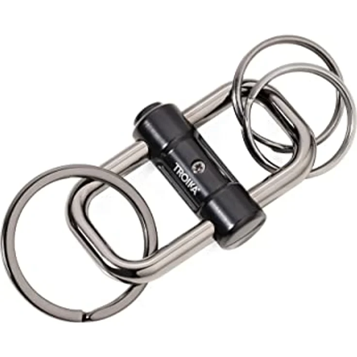 TROIKA 2-Way Key KR22-09/BK, Schlüsselanhänger mit 3 Schlüsselringen in 2 Größen, Schiebeverschluss, glänzend, gunmetal/schwarz – Bild 2