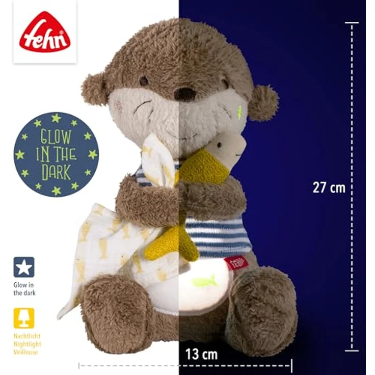Fehn Kuscheltier Otter Theo, Nachtlicht mit Glow-in-the-dark Bestickung, von Fehn - Preisvergleich – Bild 4