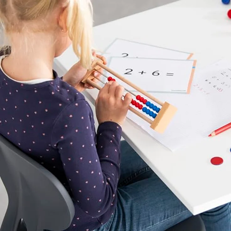 Betzold Rechenrahmen 20er Zahlenraum, Abakus mit 20 Perlen aus massiver Buche, kompakt und langlebig – Bild 3