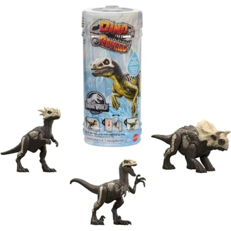 Mattel Jurassic World Dino Reveal, Sammelfigur mit Farbwechsel-Effekt, 1 Stück – Bild 1