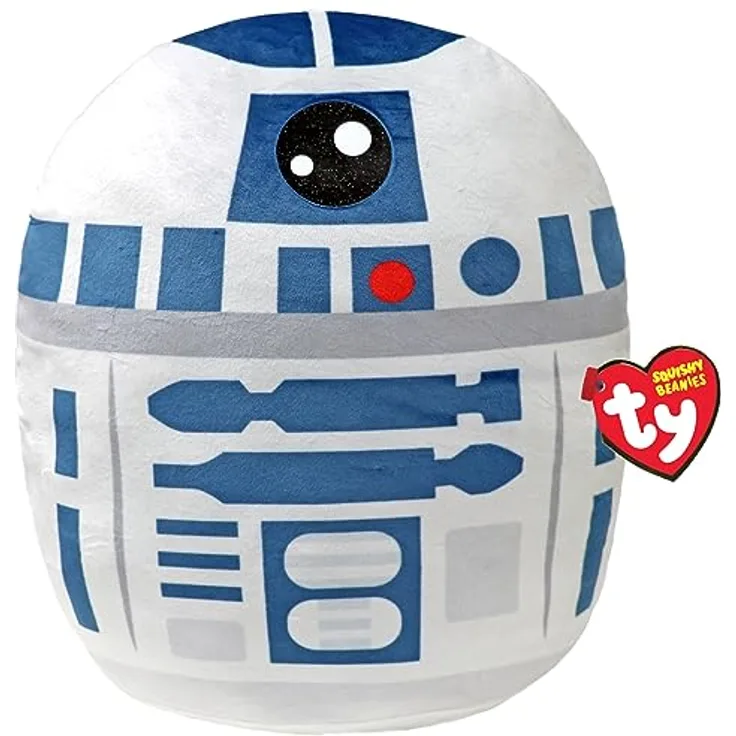TY R2D2 Disney Star Wars Squish-A-Boos 10 Zoll, Lizenziertes Beanie Baby Weichplüsch Spielzeug, Sammlerstück Kuscheliger Plüschteddy