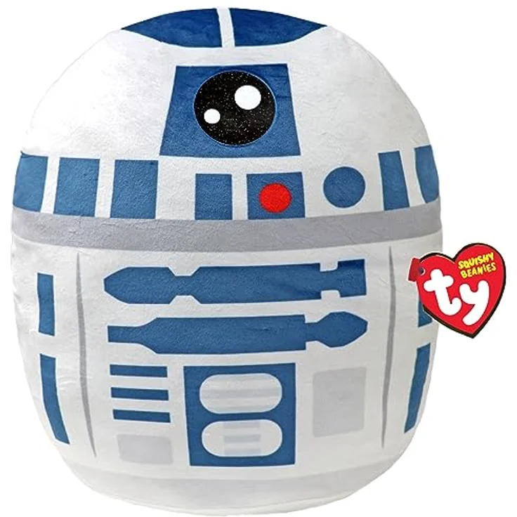 TY R2D2 Disney Star Wars Squish-A-Boos 10 Zoll, Lizenziertes Beanie Baby Weichplüsch Spielzeug, Sammlerstück Kuscheliger Plüschteddy