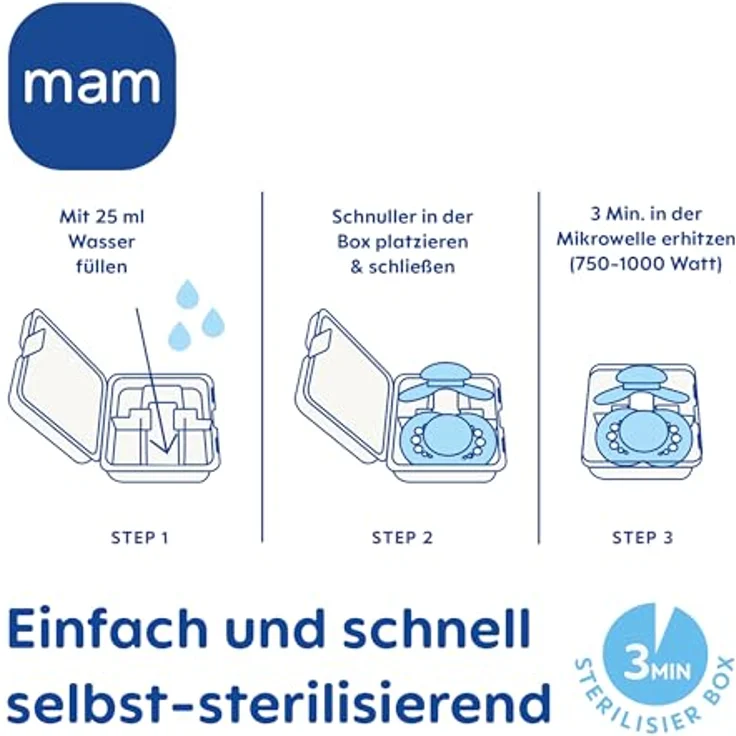 MAM Original Pure Schnuller im 2er-Set, zahnfreundlicher Baby Schnuller aus nachhaltigem & bio-erneuerbarem Material, Sauger aus MAM SkinSoft Silikon, mit Schnullerbox, 16+ Monate, Reh/Vogel – Bild 7