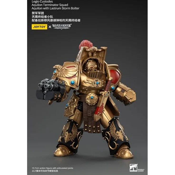 JOYTOY Warhammer The Horus Heresy Action Figure 1/18 Legio Custodes Aquilon Terminator Squad Aquilon mit Lastrum Storm Bolter, 14 cm, beweglich und detailreich mit Waffenzubehör – Bild 5