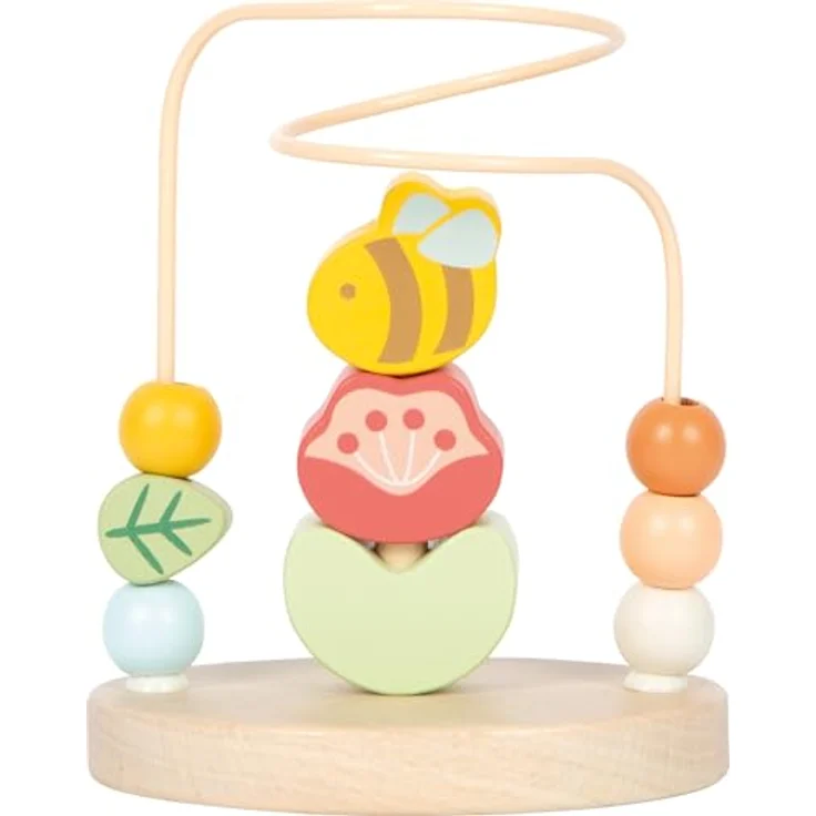 small Foot Motorikschleife Kleine Freunde, hochwertiges Motorikspielzeug mit Stapelspiel und 6 bunten Holzelementen, für Kinder ab 12 Monaten, 12719 – Bild 4