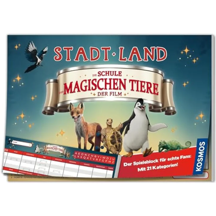 Kosmos 684372 Stadt Land Die Schule der magischen Tiere, Spielblock zum Film, Stadt Land Fluss - Kartenspiel für Mädchen und Jungen ab 8 Jahren – Bild 1