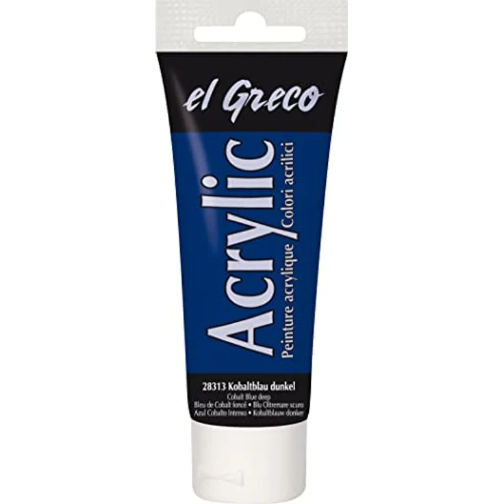 KREUL El Greco Acrylic, 75 ml Tube in kobaltblau dunkel, hochpigmentierte, glänzende Acrylfarbe in Studienqualität, buttrig vermalbar für pastose Malerei – Bild 1