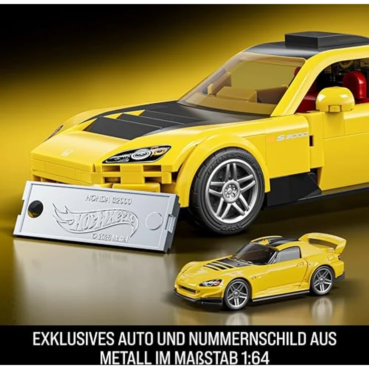 Mattel Brick Shop Hot Wheels Speed Honda S2000, Modellfahrzeug im Maßstab 1:32 mit individuellen Aufklebern und exklusivem Metall-Auto im Maßstab 1:64 – Bild 5
