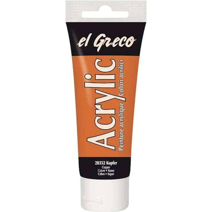 KREUL El Greco Acrylic, 75 ml Tube in kupfer, hochpigmentierte, glänzende Acrylfarbe in Studienqualität, buttrig vermalbar für pastose Malerei – Bild 1