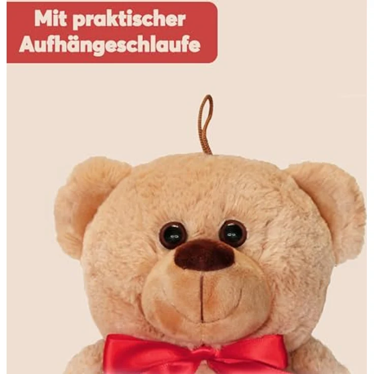 matches21 Teddybär mit Herz hellbraun beige Kuscheltier 25 cm - Ich pass auf – Bild 4