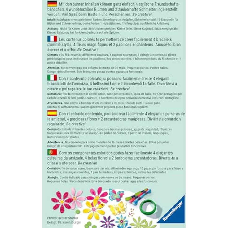 Ravensburger BeCreative Mini Kreativset, Freundschaftsbändchen & Blumen mit Anleitung, Made in Europe – Bild 6