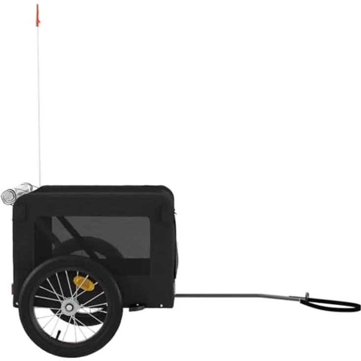 vidaXL Fahrradhundeanhänger Fahrradanhänger Schwarz Oxford-Gewebe & Eisen, 45 kg Tragfähigkeit – Bild 8