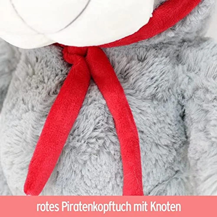 BEMIRO Piratenbär Teddy aus Plüsch in grau - ca- 33 cm, Teddy Pirat, flauschig weich, Mit Piraten Augenklappe, Teddybär, Teddy Bär, Pirat Teddybär, Teddybär Pirat – Bild 3