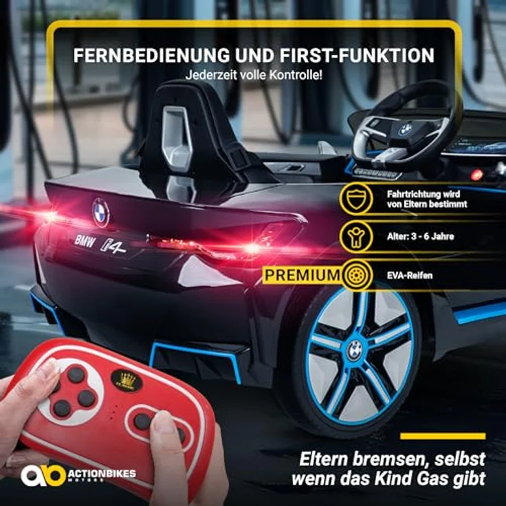 Actionbikes Motors Kinder Elektroauto BMW i4 Premium | 2,4 Ghz Fernbedienung - Lizenziert - Kinderauto elektrisch - Elektrofahrzeuge - Spielzeugauto - Elektro Auto für Kinder ab 3 Jahre – Bild 5