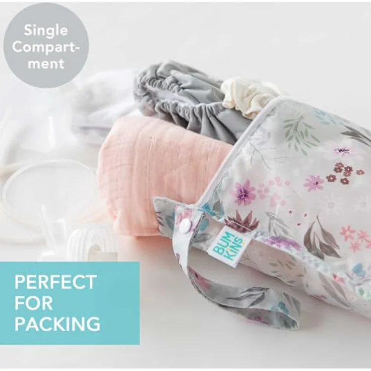 Bumkins wasserdichte Tasche Floral, 30 x 35 cm, für ca. 6 waschbare Windeln, 100% Polyester mit TPU-Beschichtung – Bild 3