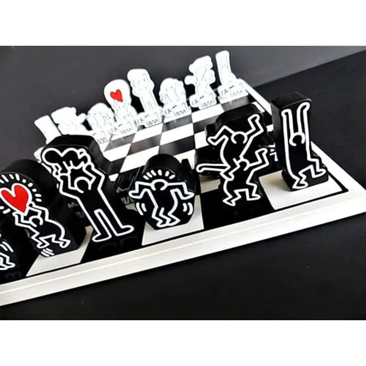 Vilac Mein Schachspiel Keith Haring, klassisches Holzschachspiel mit Baumwolltasche, bunt – Bild 18