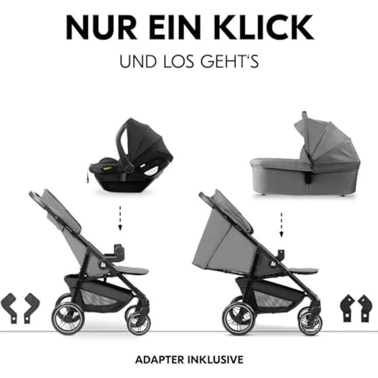 Hauck Kinder-Buggy Shop N Care Trio Set, 3-in-1 Buggy-Set mit Babyschale und Babywanne, schwarz – Bild 3