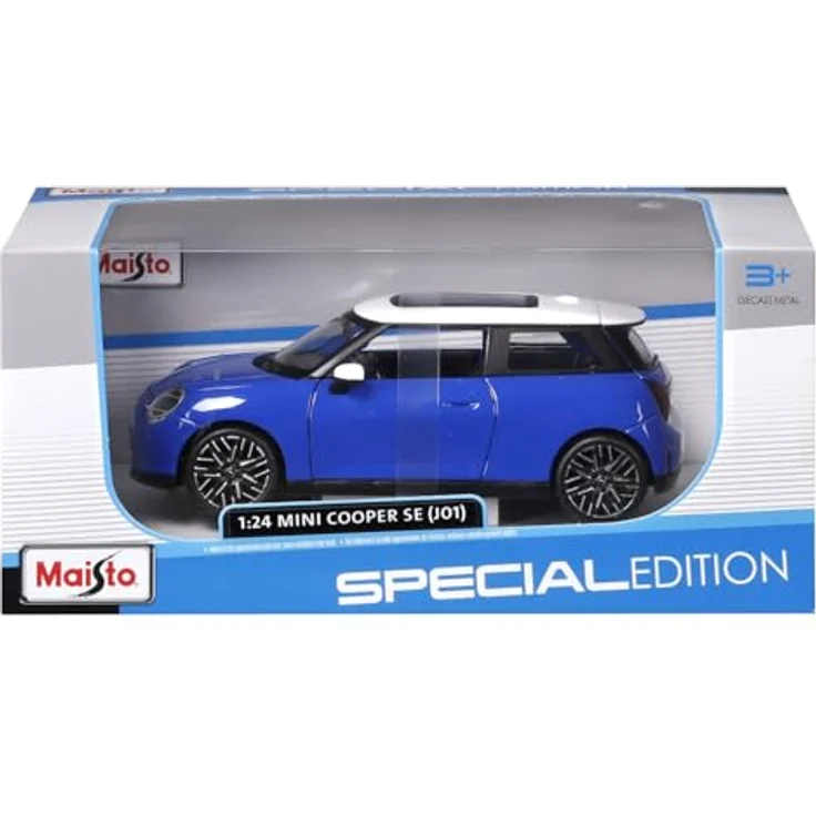 Maisto Mini Cooper SE 2024, 1/24 Modellfahrzeug in Blau, detailgetreue Nachbildung mit Öffnungsfunktionen – Bild 6