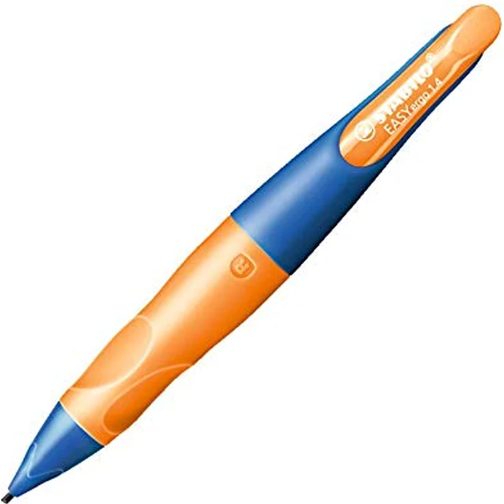 STABILO Ergonomischer Druck-Bleistift für Rechtshänder - EASYergo 1. 4 in ultramarinblau/neonorange - Einzelstift - inklusive 3 dünner Minen - Härtegrad HB - Preisvergleich – Bild 3