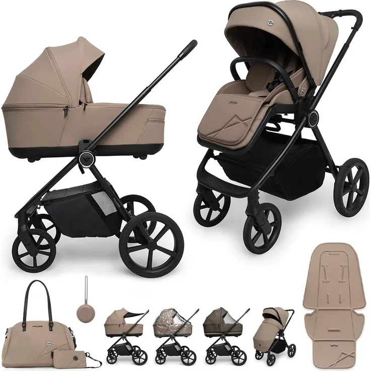Muuvo Multifunktioneller Kinderwagen 2in1 One Praline, Kombikinderwagen für Neugeborene, sicher und praktisch