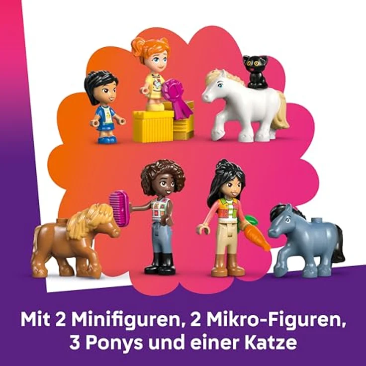 LEGO Friends 42654 Ponyhof & Stall Bausatz, Spielset mit 727 Teilen, Heulift und Zubehör für Pferdefans, Mehrfarbig – Bild 6