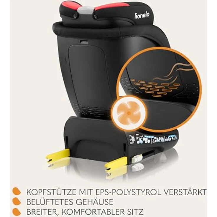 lionelo Autokindersitz NAVY I-SIZE, 360° EasyTurn-Drehbasis, 40-150 cm, ab Geburt bis 12 Jahre, belüftet – Bild 4