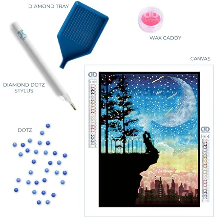DIAMOND DOTZ Original 5D Diamond Painting Set "Romantischer Moment", DIY Diamant-Malerei-Kit mit runden Glitzersteinen, 40 x 30 cm, mittel, ab 12 Jahren – Bild 5