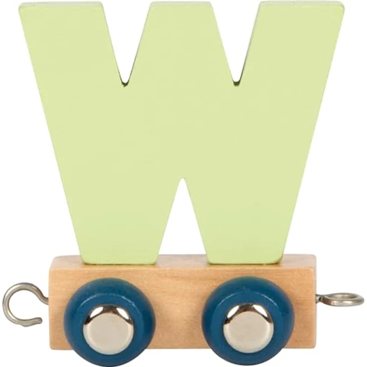 Small Foot Spielzeug-Zug Buchstabenzug Polar W, grüner Holzbuchstabe mit Metallachsen, handlich für Kinder ab 2 Jahren – Bild 1