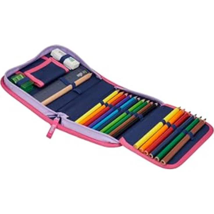 ergobag Federmäppchen Set 22-teilig, Lyra Buntstifte, Stundenplan-Fach, Kleingeld Fach, Lineal BlütenzauBär - Lila – Bild 4