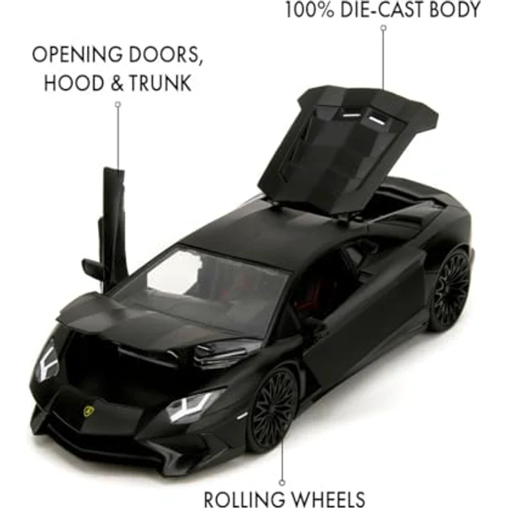 Jada Toys FAST & FURIOUS Shaw's Lamborghini Aventador 1:24, detailiertes Sammlermodell aus Druckguss-Metall mit beweglichen Teilen und Gummireifen – Bild 2