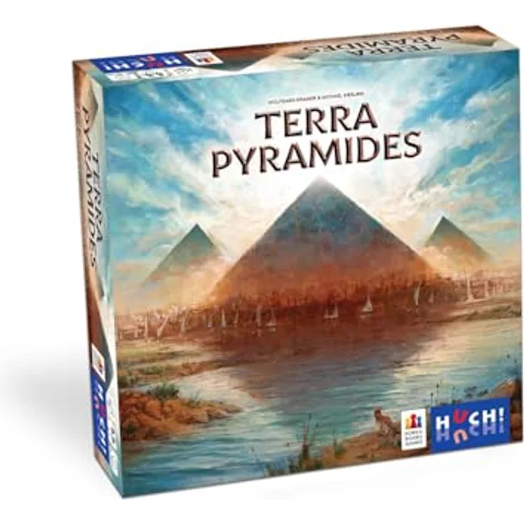 HUCH! Brettspiel Terra Pyramides, Strategiespiel mit Erweiterungen für den Pyramidenbau