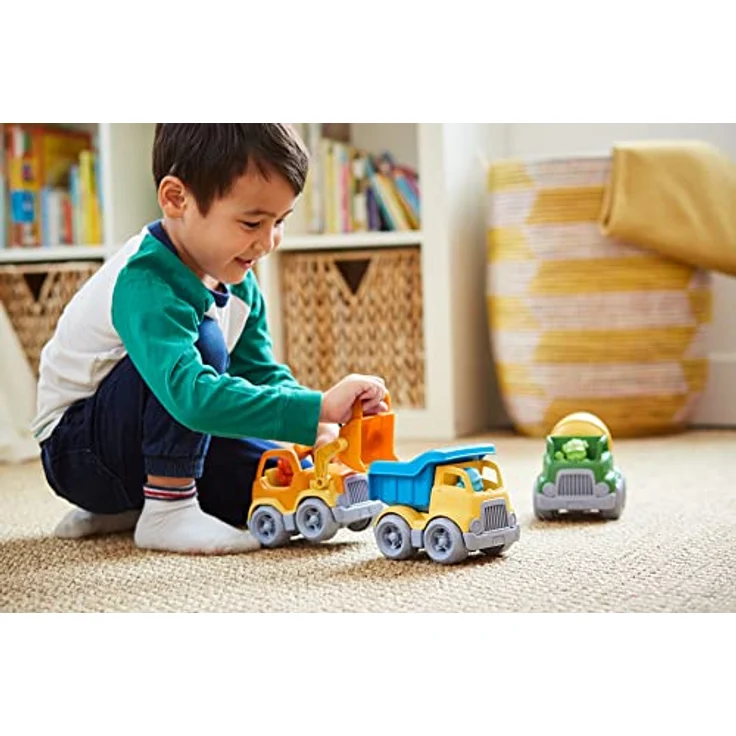 Green Toys 8601209 Baufahrzeuge mit Figuren, Spiel-Set, nachhaltiges Spielzeug für Kinder ab 24 Monaten, Mehrfarbig – Bild 3