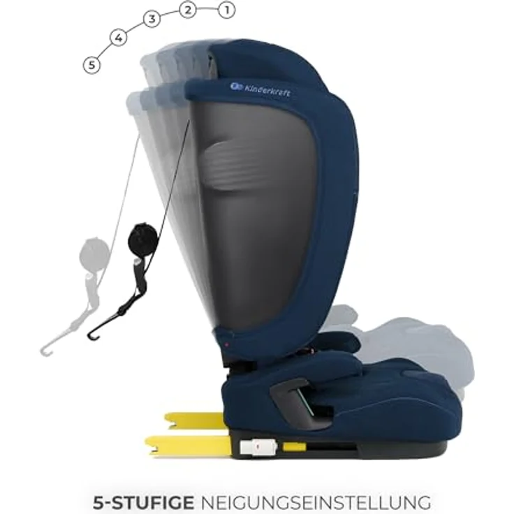 Kinderkraft Fix2Go Autokindersitz, 9-36 kg, mit Schlaffunktion und SAFERIDE Sensor, Navy – Bild 4