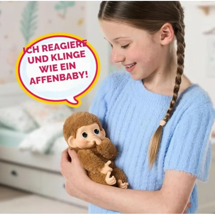LITTLE LIVE PETS Mini-Babyäffchen, Karamellfarbenes Plüschtier mit Geräuschen und 15 cm Größe, ab 4 Jahren – Bild 2