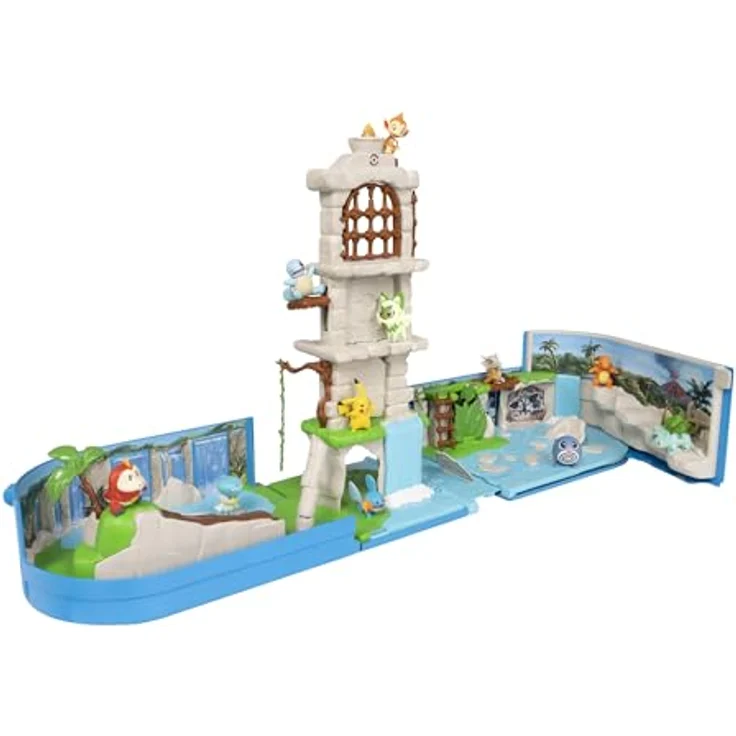Jazwares Pokémon Tragetasche Kampf Ruinen Spielset, tragbares Spielset mit 5 cm Pikachu-Figur und vier interaktiven Spielzonen – Bild 1