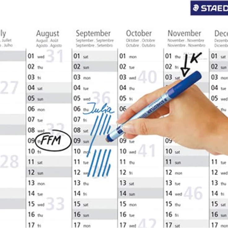STAEDTLER Folienstifte farbsortiert non-permanent, 4 St., nachfüllbar, lichtbeständig, Rundspitze 1,0 mm, kräftige Farben (rot, blau, grün, braun) – Bild 4