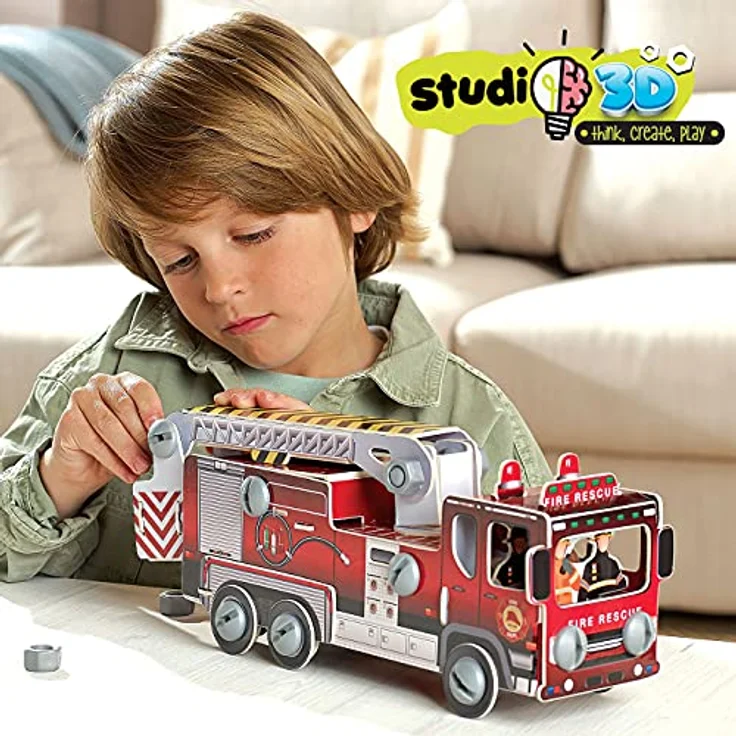 Educa 19186, Studio 3D Feuerwehr Bausatz, 21 Kartonteile mit Schrauben und Muttern, geeignet für Kinder ab 5 Jahren – Bild 4