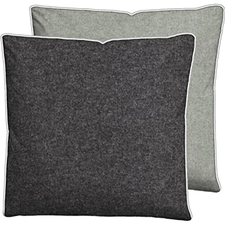 biberna 0840500 Wende-Bettwäsche Kopfkissenbezug Melange-Flanell 1x 80x80 cm, titanium – Bild 1
