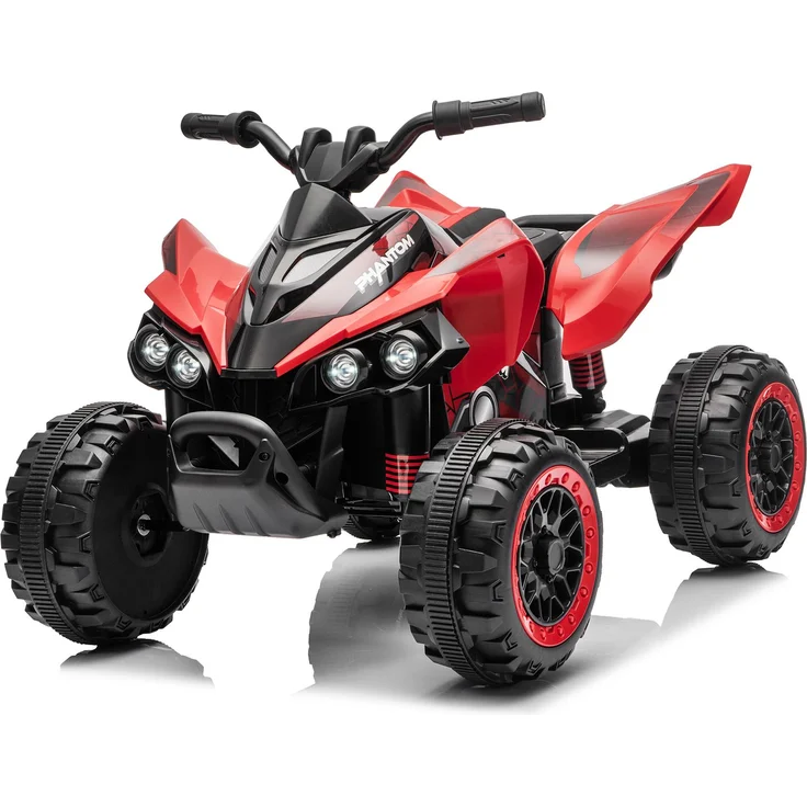 FCH Elektrisches Kinderauto 12V 4,5Ah ATV mit Musik, MP3-Player und LED-Beleuchtung für Kinder 3-6 Jahre, rot