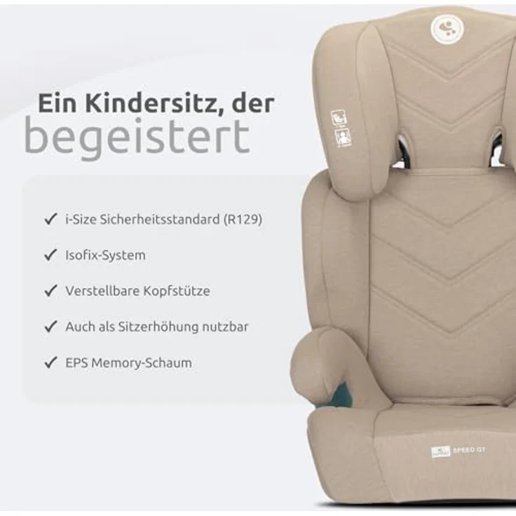 Lorelli Speed GT i-Size Kindersitz, Gruppe 2/3, für Kinder 100-150 cm, höhenverstellbare Kopfstütze, Isofix, ab 4 bis 12 Jahre – Bild 2