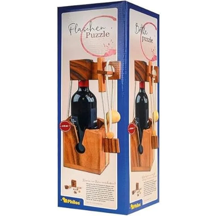 Philos 5519 - Flaschenpuzzle, Flaschensafe, Holzpuzzle für Erwachsene, Knobelspie, Geduldspiel, Samena Holz – Bild 1