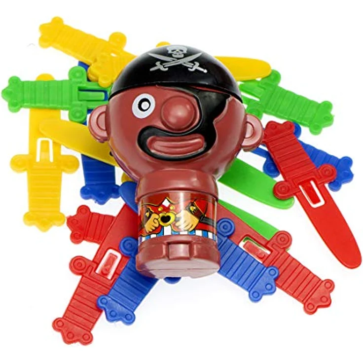 ikonka Der verrückte Pirat, Geschicklichkeitsspiel für 1-4 Spieler, inkl. Fass und 16 bunten Schwertern, Familienspiel für Kinder und Erwachsene – Bild 3